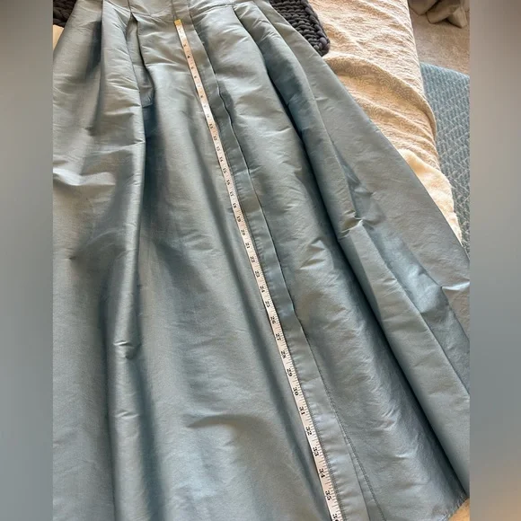 Rickie Freeman/Teri John Taffeta Shirtdress Gown With Eyelet Sleeve And Collar - Picture 9 of 9